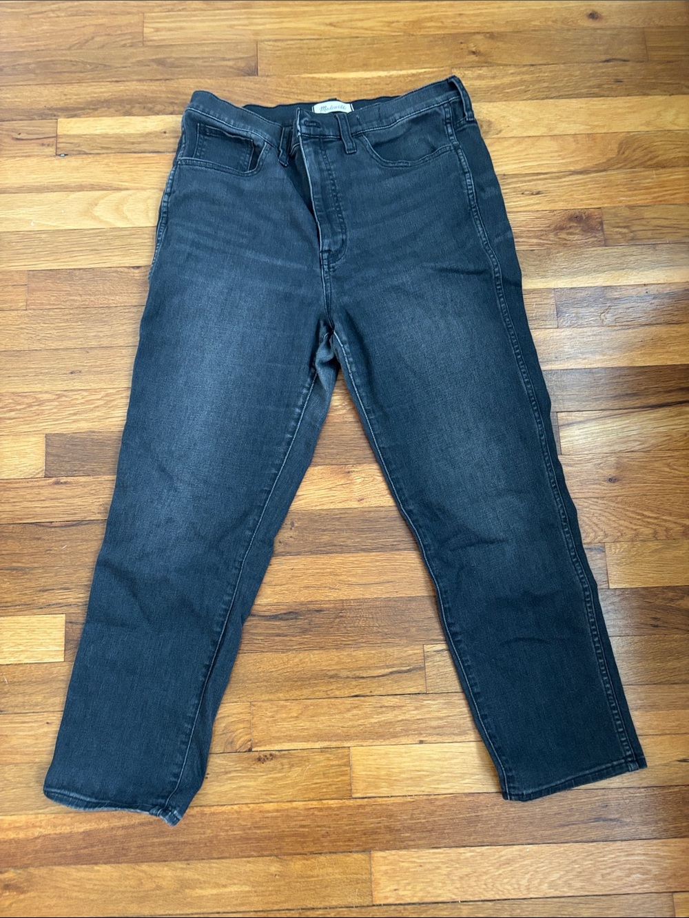 Madewell Roadtripper Straight Jeans in faded black wash
